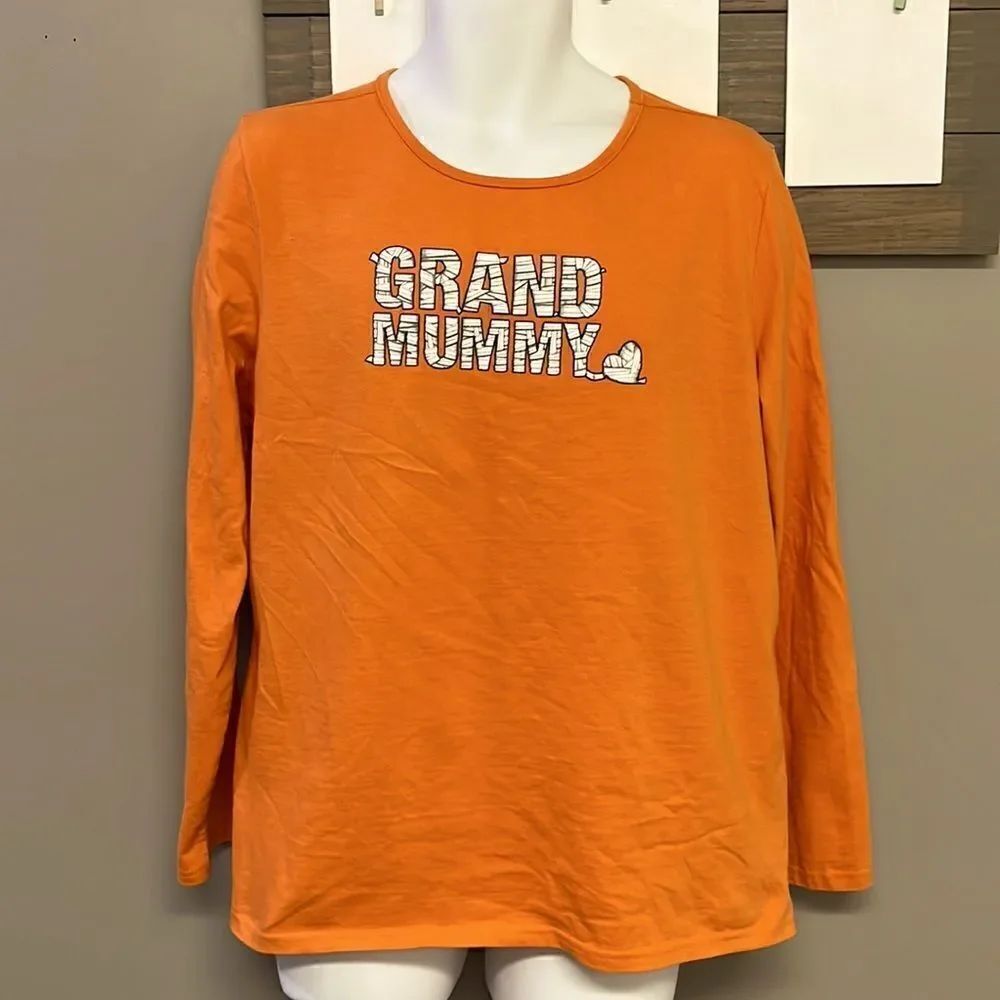 Holiday Edition Halloween Orange Grand Mummy Long Sleeve T-Shirt- XL